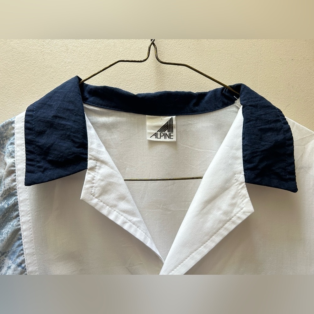 Vintage Alpine Camp Collar Asymmetrical Print Leisure Shirt Medium - Picture 3 of 5